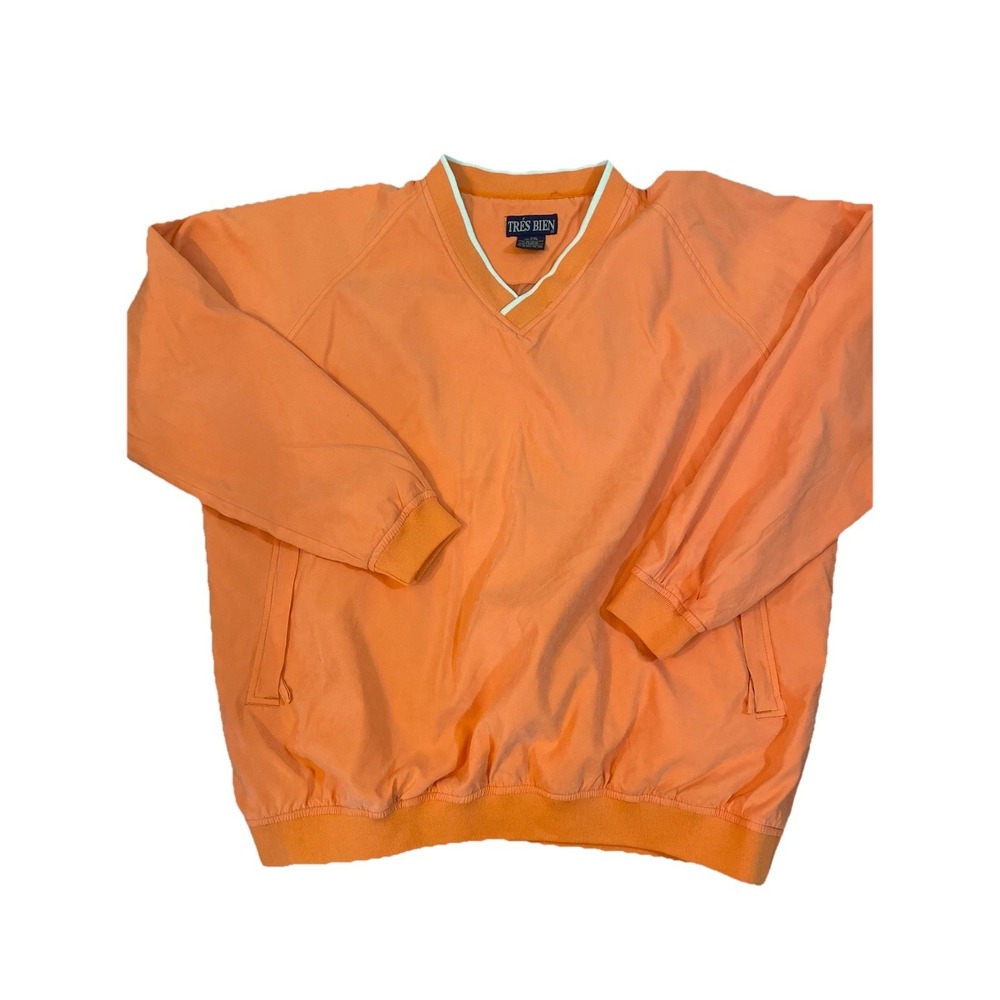 Tres‎ Bien  Lined Windbreaker Jacket Sz XXL pullover  Orange  Long Sleeve Golf